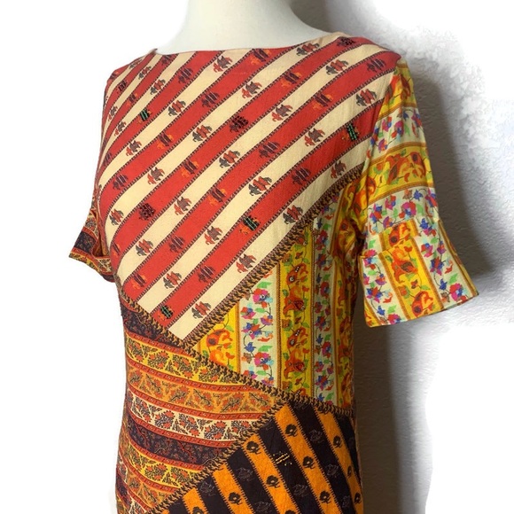 Tanvi Kedia Anthropologie “Ozma” Mixed Media Patchwork Beaded Tunic Dress - Picture 7 of 11